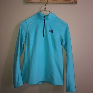 North Face turquoise quarter zip fleece.